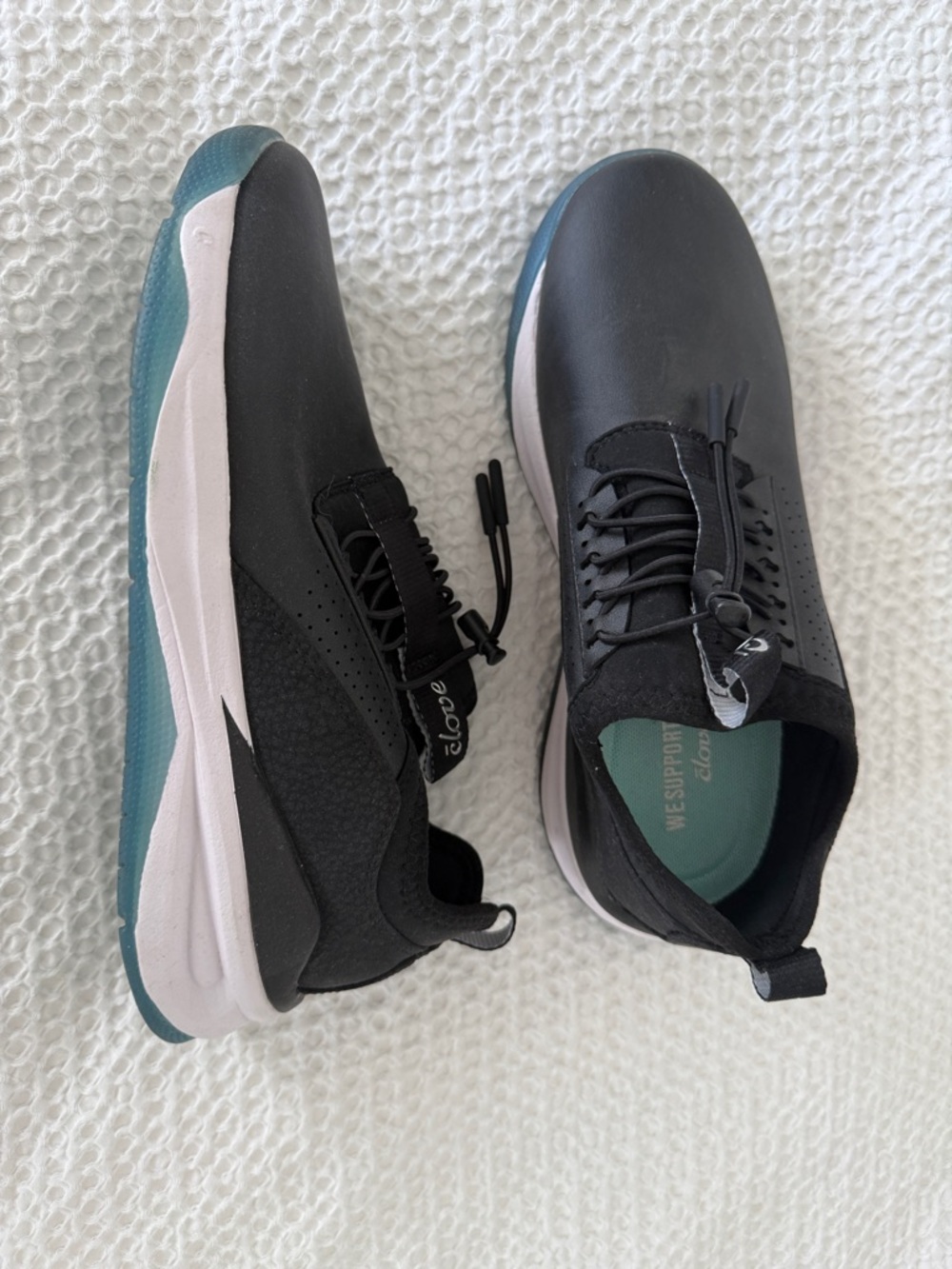 Women’s Black Sneakers with Teal Insole and Cream Midsole